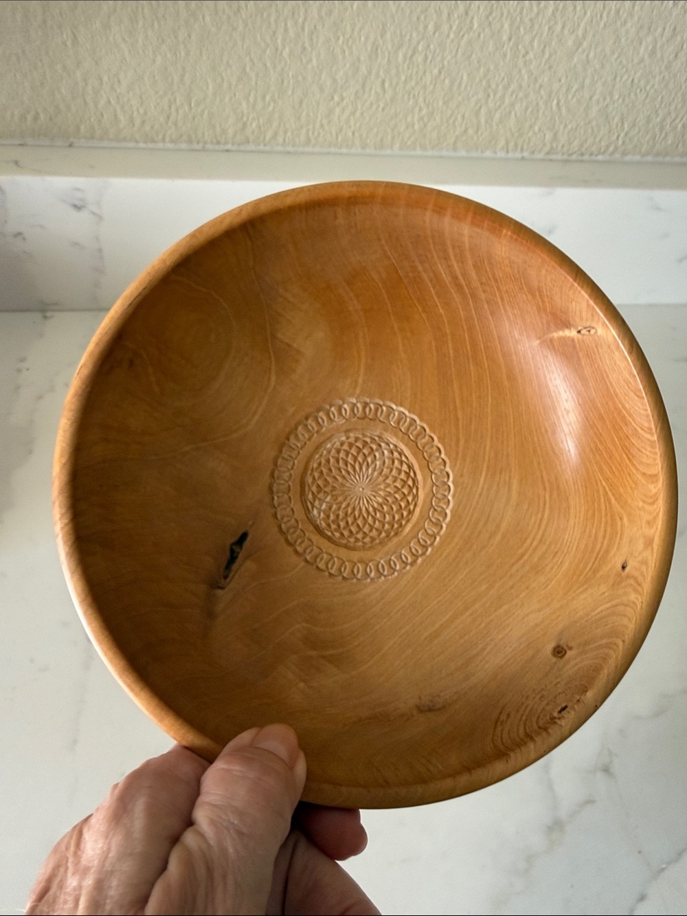 Hand-Carved Wooden Small Decorative Bowl - Warm Honey Brown